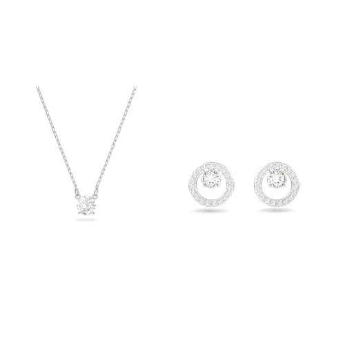 Swarovski: Attract & Creativity Schmuck-Set für Damen für Feste Anlässe - Halskette & Ohrringe, Rund, Weiß, Rhodiniert von Swarovski