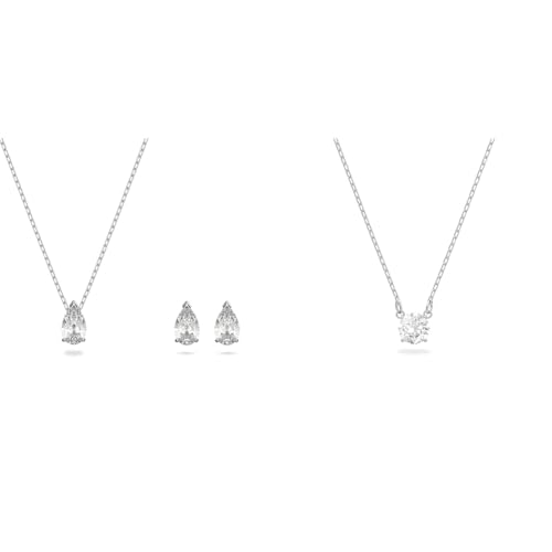 Swarovski: Attract Set, Tropfenschliff, Weiß, Rhodiniert & Attract Halskette, Rundschliff, Weiß, Rhodiniert - Schmuckset für Erwachsene, formell und elegant, Unisex, JEWELRY_SET von Swarovski
