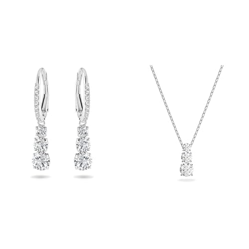 Swarovski Attract Trilogy Ohrringe, Weiss, Rhodiniert & Attract Trilogy Anhänger, Rund, Weiss, Rhodiniert von Swarovski