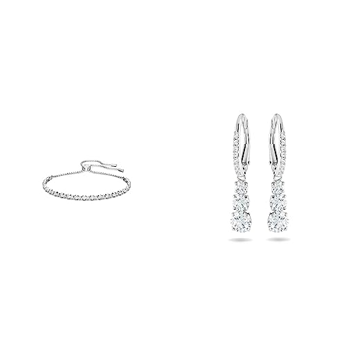 Swarovski Attract Trilogy Ohrringe, Weiss, Rhodiniert & Subtle Trilogy Armband, Weiss, Rhodiniert von Swarovski