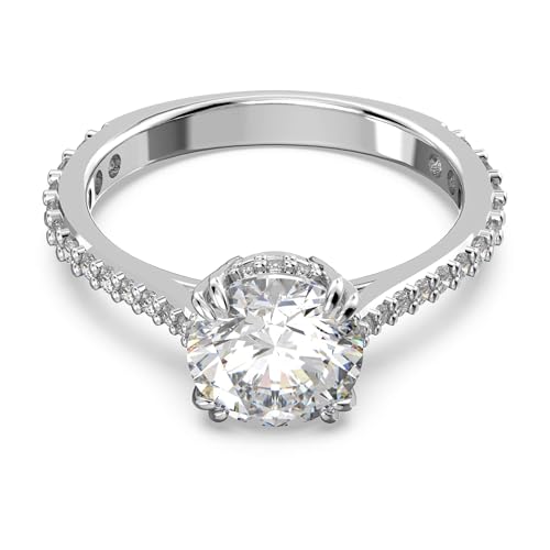 Swarovski Stilla Cocktailring, Rhodinierter Damenring mit Strahlenden Swarovski Kristallen von Swarovski