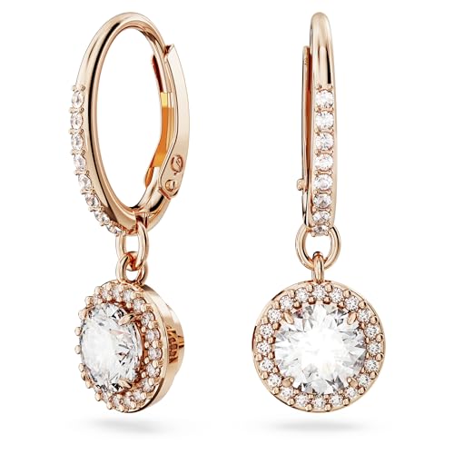 Swarovski Constella Drop-Ohrhänger, Rundschliff, Pavé, Weiß, Roségold-Legierungsschicht von Swarovski