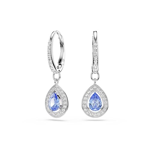 Swarovski Una Angelic Drop-Ohrhänger, Blaue, Rhodinierte Ohrringe mit Strahlenden Swarovski Kristallen im Tropfenschliff von Swarovski