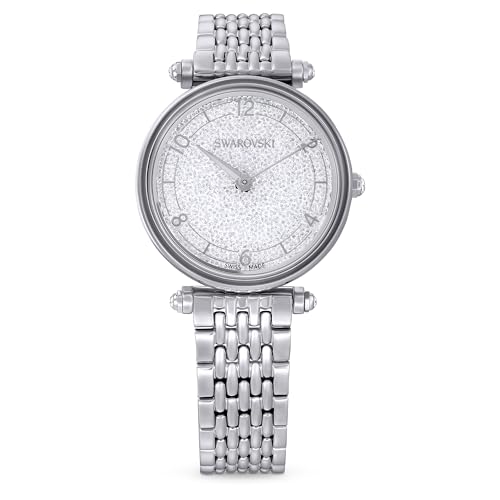 Swarovski Crystalline Wonder Uhr, Silberfarbene Damenuhr mit Edlem Zifferblatt mit Swarovski Kristallen und Verstellbarem Metallarmband von Swarovski