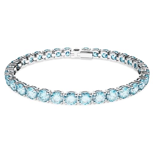 Swarovski Matrix Tennis Armband, Rundschliff, Blau, Rhodiniert von Swarovski