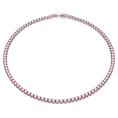 Swarovski Matrix Tennis Halskette, Rundschliff, Rosa, Rhodiniert von Swarovski