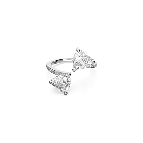 Swarovski Attract Soul Heart Ring, Rhodinierter Damenring mit Klaren Swarovski Kristallen von Swarovski