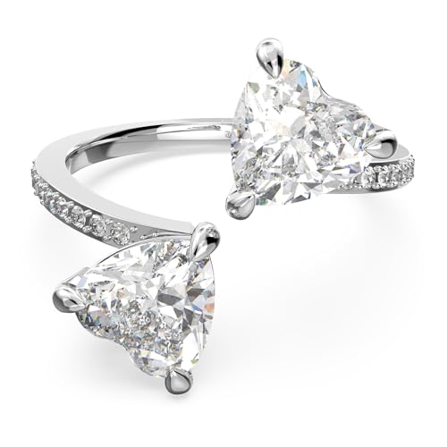 Swarovski Attract Soul Heart Ring, Rhodinierter Damenring mit Klaren Swarovski Kristallen von Swarovski