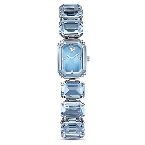 Swarovski Uhr, Blaue Damenuhr mit Edelstahlarmband und Strahlenden Swarovski Kristallen von Swarovski