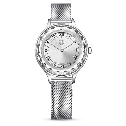 Swarovski Octea Nova Uhr, Edelstahl Damenuhr mit Silberfarbenem Gehäuse und Zifferblatt, Swarovski Kristallen und Metallarmband von Swarovski