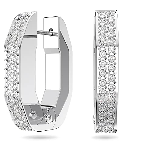 Swarovski Dextera Kreolen, Rhodinierte, Achteckige Ohrringe mit Strahlenden Swarovski Kristallen von Swarovski