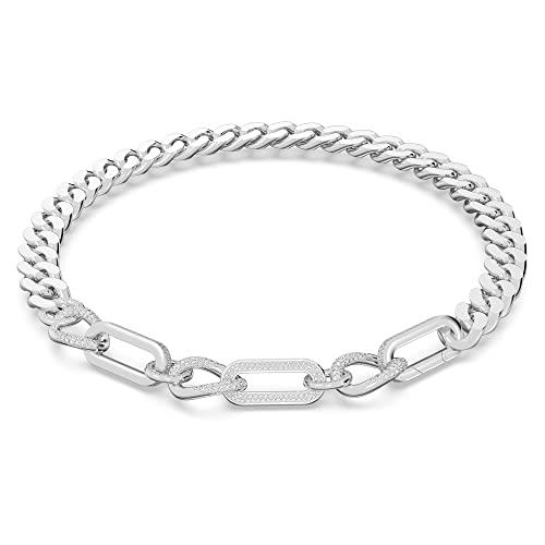 Swarovski Dextera necklace, Pavé, Statement, Mixed links, White, Rhodium plated von Swarovski