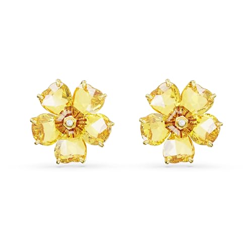 Swarovski Florere Ohrstecker, Gelbe und Vergoldete Ohrringe mit Blumen-Motiv und Strahlenden Swarovski Kristallen von Swarovski