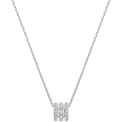 Swarovski Further Anhänger, Rhodinierte Halskette mit Edlem Ring-Anhänger in Klarem Kristallpavé von Swarovski