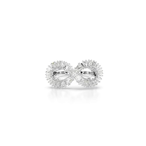 Swarovski Hyperbola Cocktailring, Weißer und Rhodinierter Damenring mit Unendlichkeitsmotiv und Brillanten Swarovski Kristallen von Swarovski