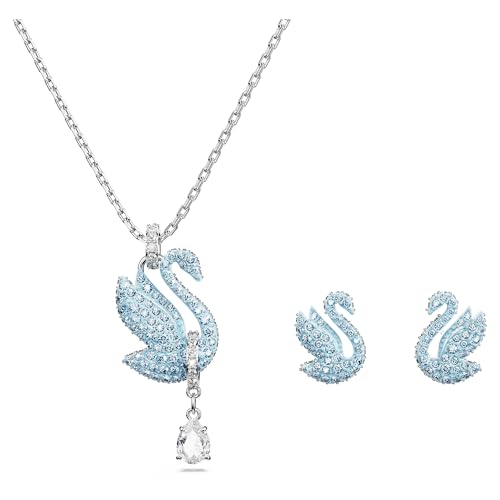 Swarovski Swan Set, Rhodinierte Halskette und Ohrringe mit Schwan-Motiv und Strahlenden Swarovski Kristallen von Swarovski