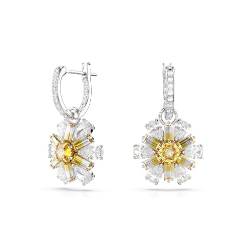 Swarovski Idyllia Drop-Ohrhänger, Blume, Gelb, Rhodiniert von Swarovski