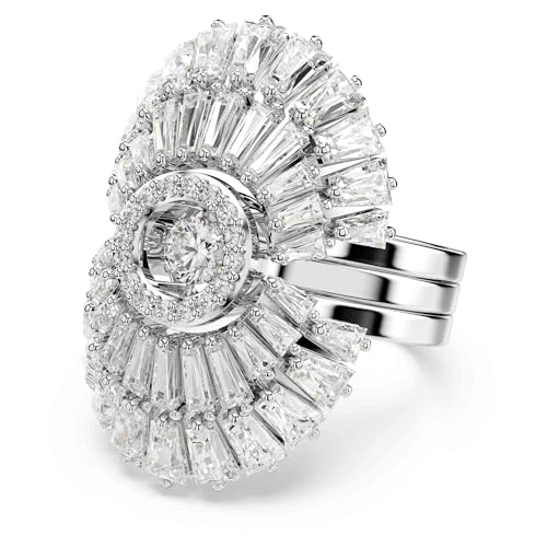 Swarovski Idyllia Ring Set, Drei Weiße und Rhodinierte Damenringe in Muschelform und mit Brillanten Swarovski Kristallen von Swarovski