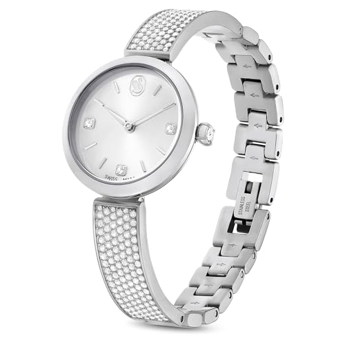 Swarovski Illumina Uhr, Schweizer Produktion, Metallarmband, Silberfarben, Edelstahl von Swarovski