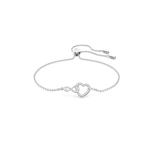 Swarovski Infinity Armband, Unendlichzeichen und Herz, Weiss, Rhodiniert von Swarovski