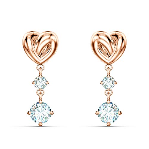 Swarovski Lifelong Heart Drop-Ohrhänger, Herz, Weiß, Roségold-Legierungsschicht von Swarovski
