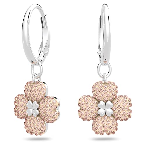 Swarovski Latisha Kreolen, Rhodinierte Ohrringe mit Edlem Blumen-Motiv und Klaren Swarovski Kristallen von Swarovski