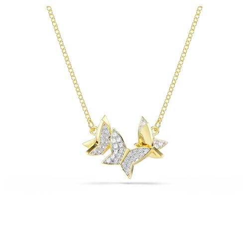 Swarovski Idyllia Lilia Halskette, Schmetterling, Weiß, Goldlegierungsschicht von Swarovski