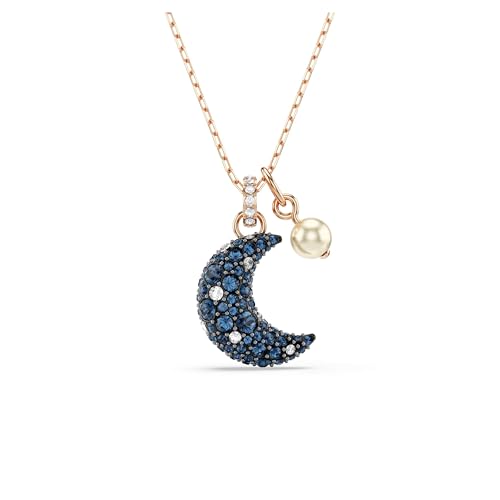 Swarovski Luna Halskette, Mehrfarbige, Rosé Vergoldete Damenhalskette mit Mondanhänger und Strahlenden Swarovski Kristallen von Swarovski