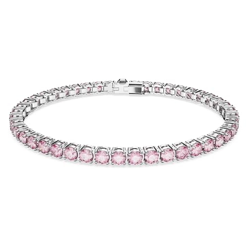 Swarovski Matrix Tennis Armband, Rundschliff, Weiß, Rhodiniert von Swarovski