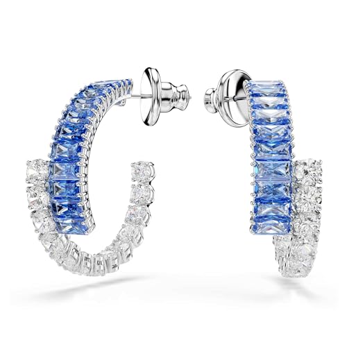 Swarovski Matrix-Creolen, gemischte Schnitte, blau, rhodiniert Swarovski Matrix-Creolen, gemischte Schnitte, blau, rhodiniert von Swarovski