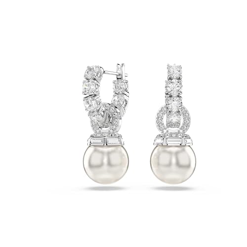 Swarovski Matrix Drop-Ohrhänger, Kristallperle, Rundschliff, Weiß, Rhodiniert von Swarovski