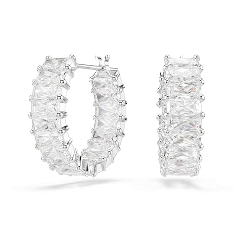 Swarovski Matrix Kreolen, Baguette-Schliff, Weiß, Rhodiniert von Swarovski