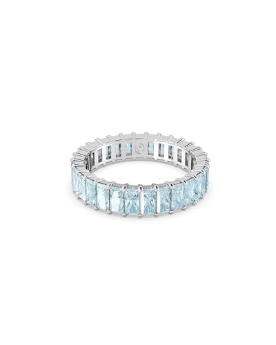 SWAROVSKI Matrix Ring Baguette Größe, Blau, rhodiniert Größe 58, Kristall, Blauer Zirkonia von SWAROVSKI