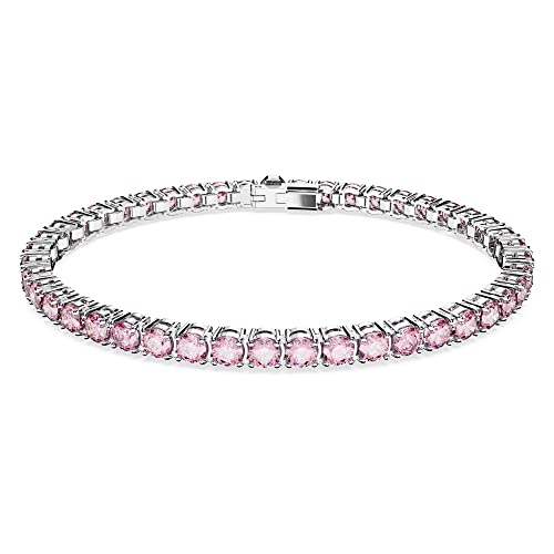 Swarovski Matrix Tennis Armband, Rhodiniertes Damenarmband mit Strahlenden, Violett-Rosafarbenen Swarovski Kristallen von Swarovski