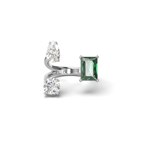Swarovski Mesmera Offener Ring, Grüner und Rhodinierter Damenring mit Edlen Swarovski Kristallen von Swarovski