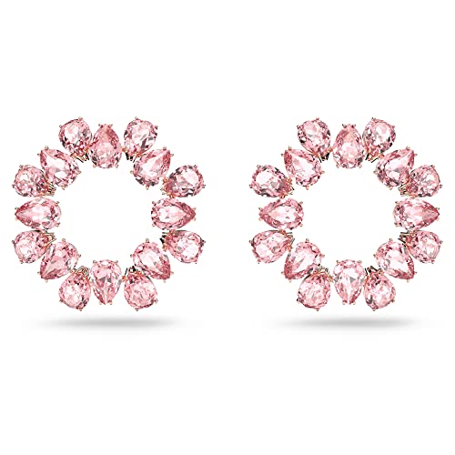 Swarovski Millenia Kreolen, Rosé Vergoldete Ohrringe mit Strahlenden Pinken Kristallen von Swarovski