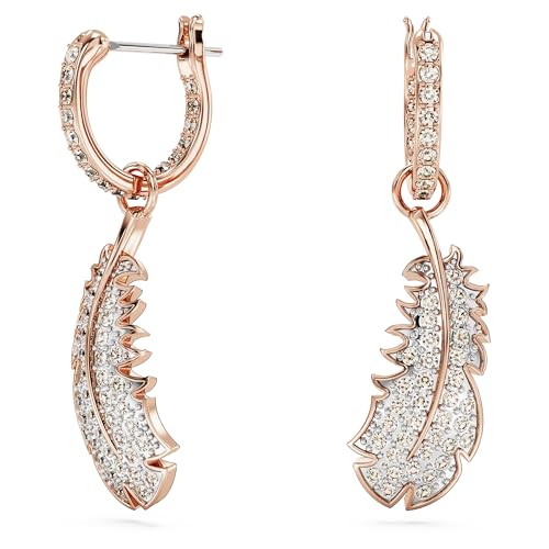 Swarovski Nice Ohrhänger, Weiße und Rosé Vergoldete Federohrringe mit Strahlenden Swarovski Kristallen Swarovski Nice Ohrhänger, Weiße und Rosé Vergoldete Federohrringe mit Strahlenden Swarovski Kristallen von Swarovski