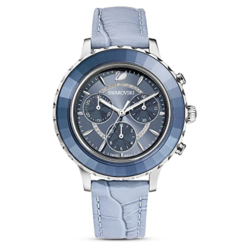 Swarovski Octea Lux Sport Uhr, Edelstahl Damenuhr mit Silberfarbenem Gehäuse und Zifferblatt, Swarovski Kristallen und Metallarmband von Swarovski