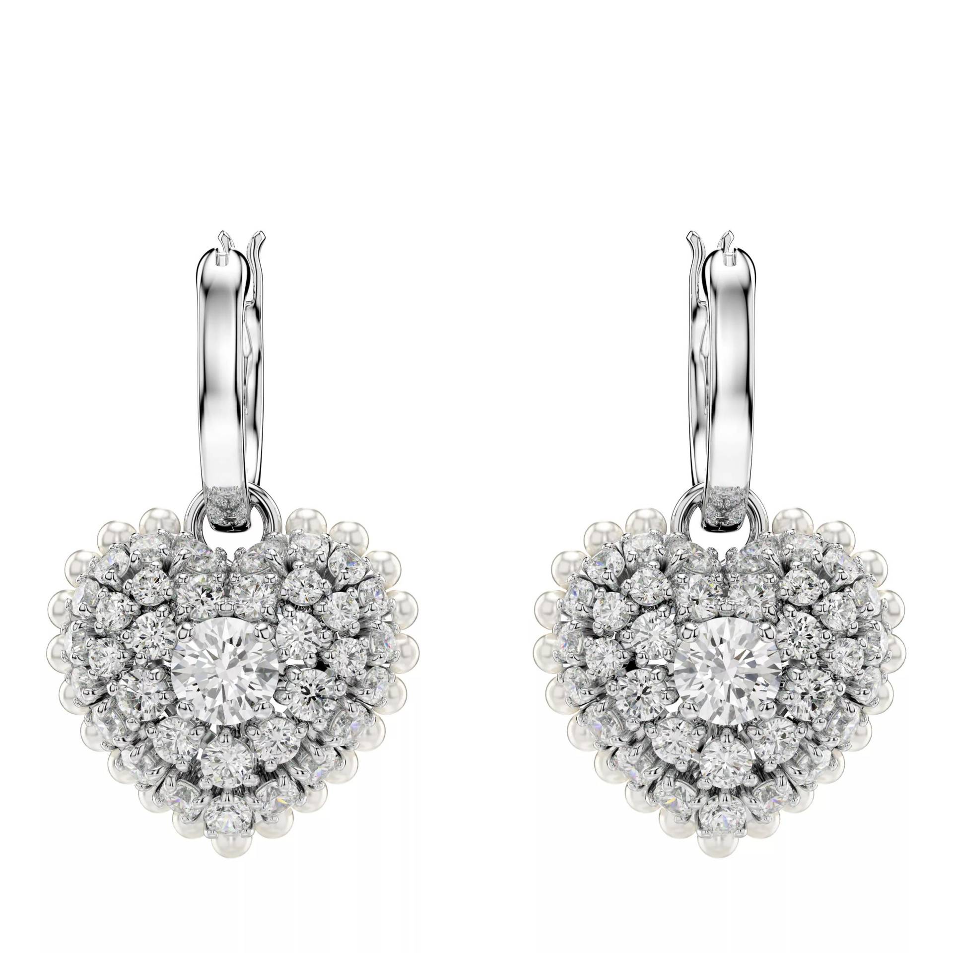 Swarovski Ohrringe - Hyperbola drop earrings, Heart, Rhodium plated - Gr. unisize - in Weiß - für Damen von Swarovski