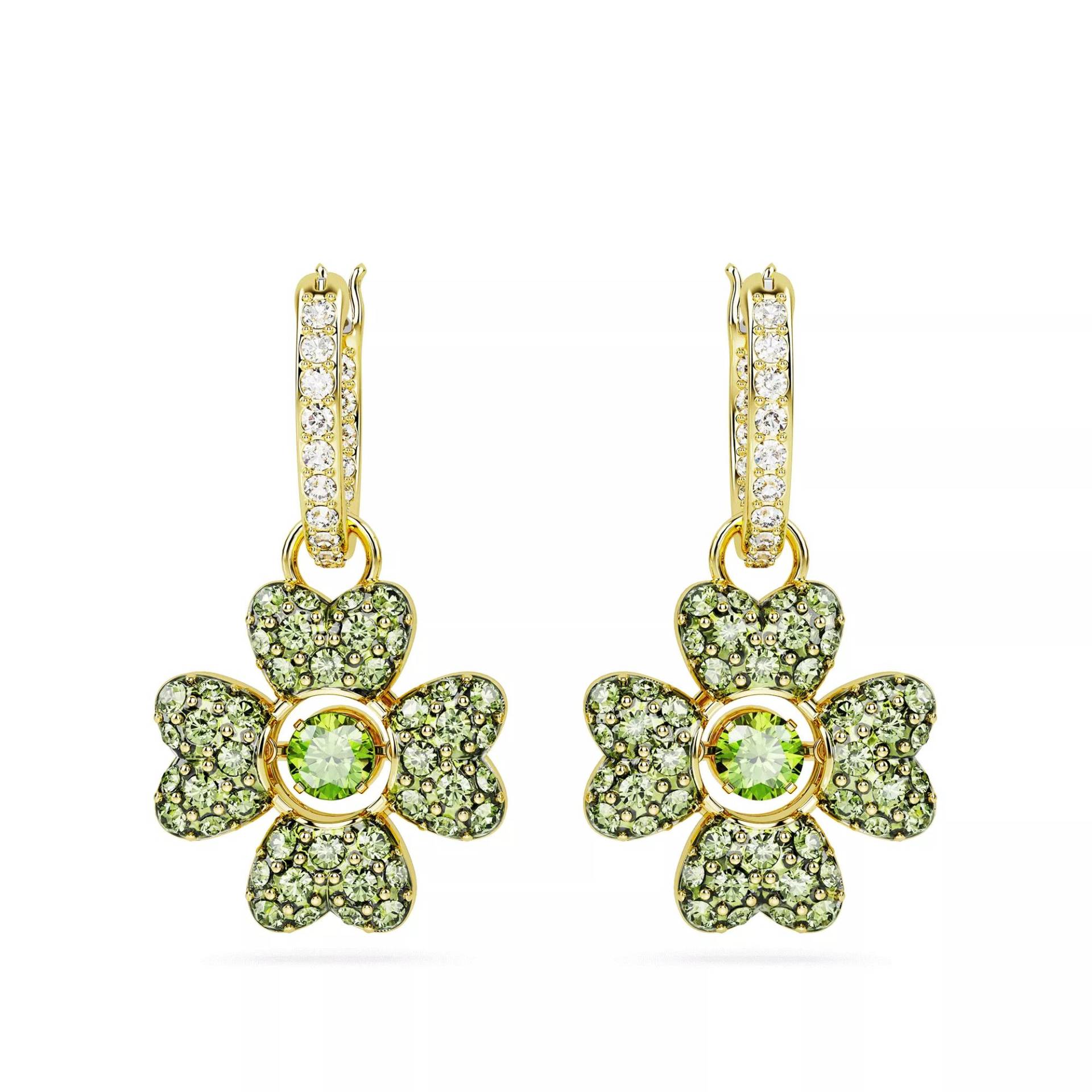 Swarovski Ohrringe - Idyllia drop earrings, Clover, Gold-tone plated - Gr. unisize - in Grün - für Damen von Swarovski