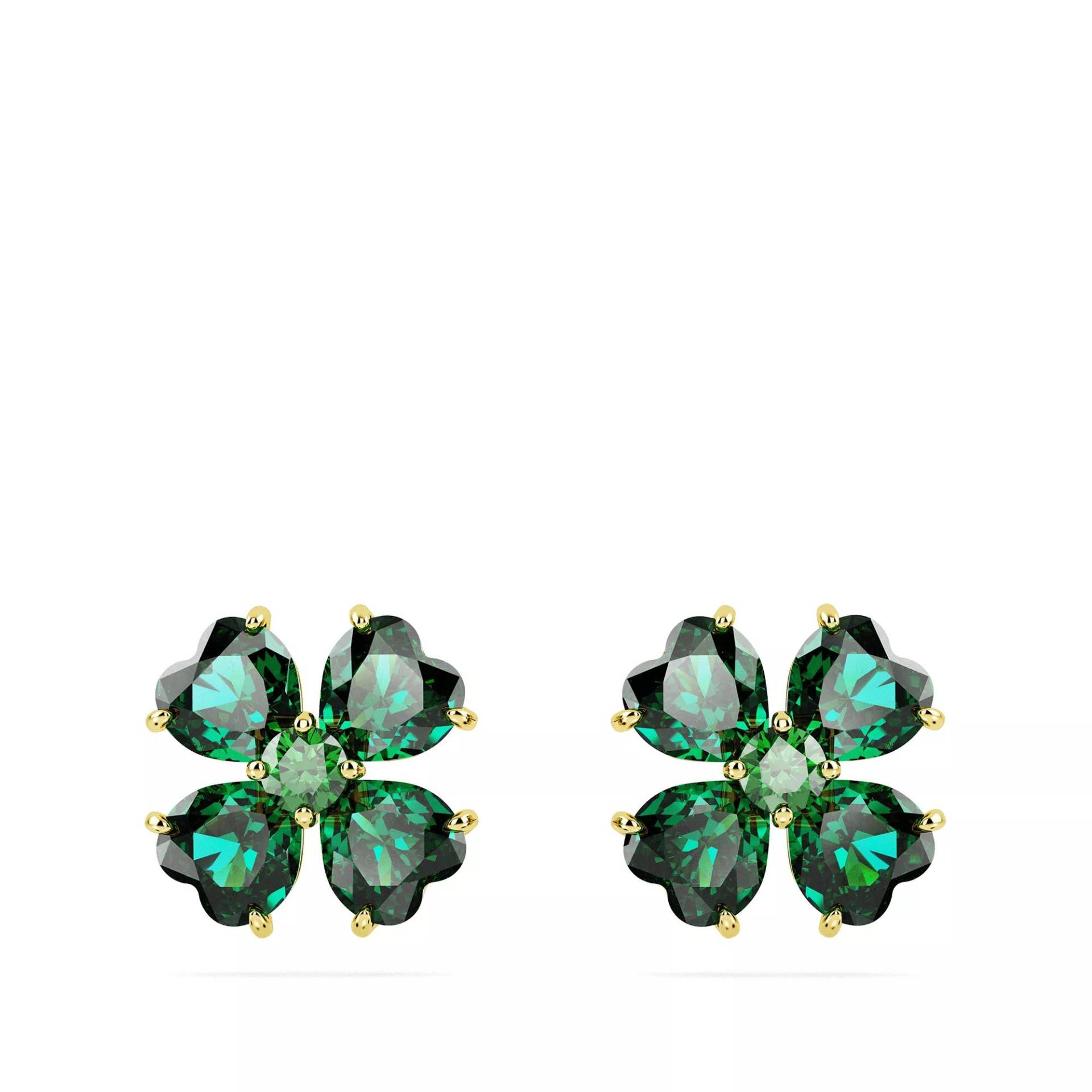 Swarovski Ohrringe - Idyllia stud earrings, Clover, Gold-tone plated - Gr. unisize - in Grün - für Damen von Swarovski