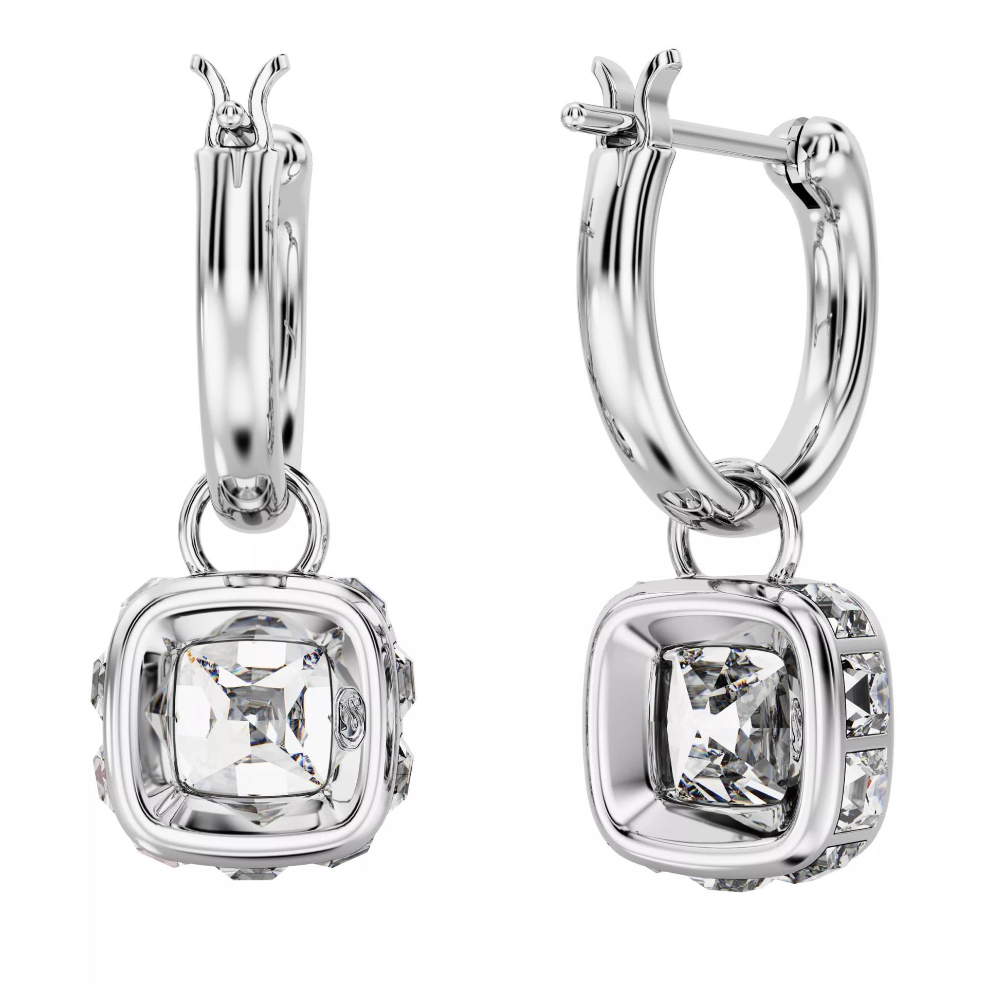 Swarovski Ohrringe - Stilla drop earrings, Square cut, Rhodium plated - Gr. unisize - in Weiß - für Damen von Swarovski