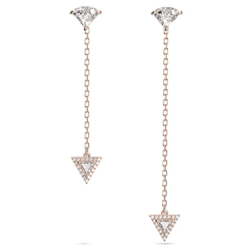 Swarovski Ortyx drop earrings, Triangle cut, Asymmetric design, White, Rose gold-tone plated von Swarovski