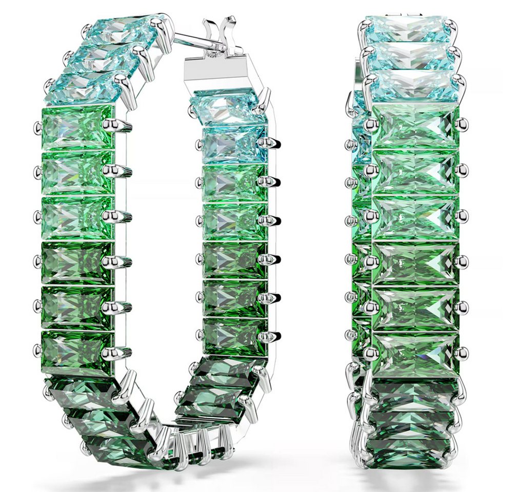 Swarovski Paar Creolen Kreolen Matrix Baguette Grün 5705787 von Swarovski