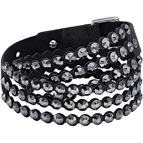 Swarovski Power Armband, Damenarmband aus Alcantara Fabric Material mit Schwarzen Kristallen, Auch Tragbar als Choker von Swarovski