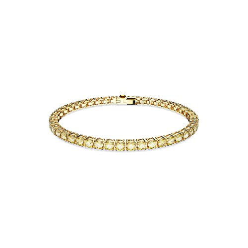 Swarovski Matrix Tennisarmband Gold aus Edelstahl Zirkonia Kristallen in der Farbe Weiß, Größe M, 5648933 von Swarovski