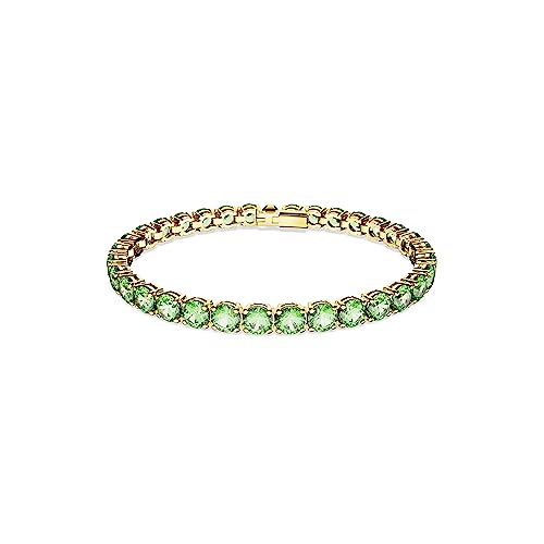 Swarovski Matrix Tennisarmband Gold aus Edelstahl Zirkonia Kristallen in der Farbe Grün, Größe M, 5658849 von Swarovski