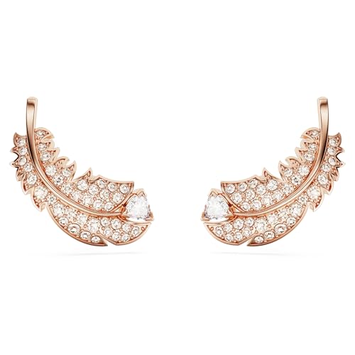 Swarovski Nice Ohrstecker, Weiße und Rosé Vergoldete Federohrringe mit Strahlenden Swarovski Kristallen von Swarovski
