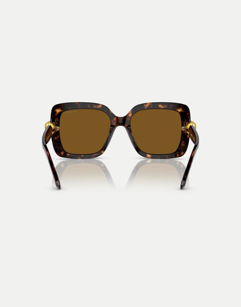 Swarovski - Sk6001 - Eckige, polarisierte Sonnenbrille in Havana mit braunen Gläsern von Swarovski