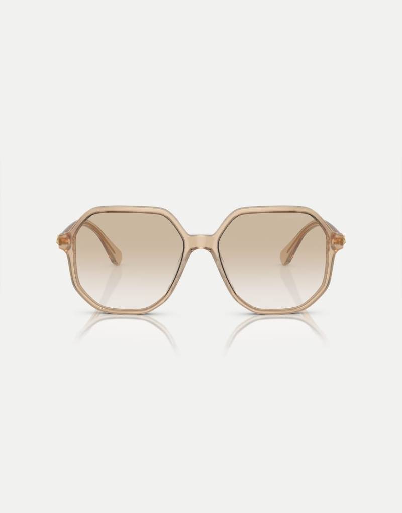 Swarovski - Sk6003 - Unregelmäßig geformte Sonnenbrille in Hellbraun mit grauen Gläsern von Swarovski